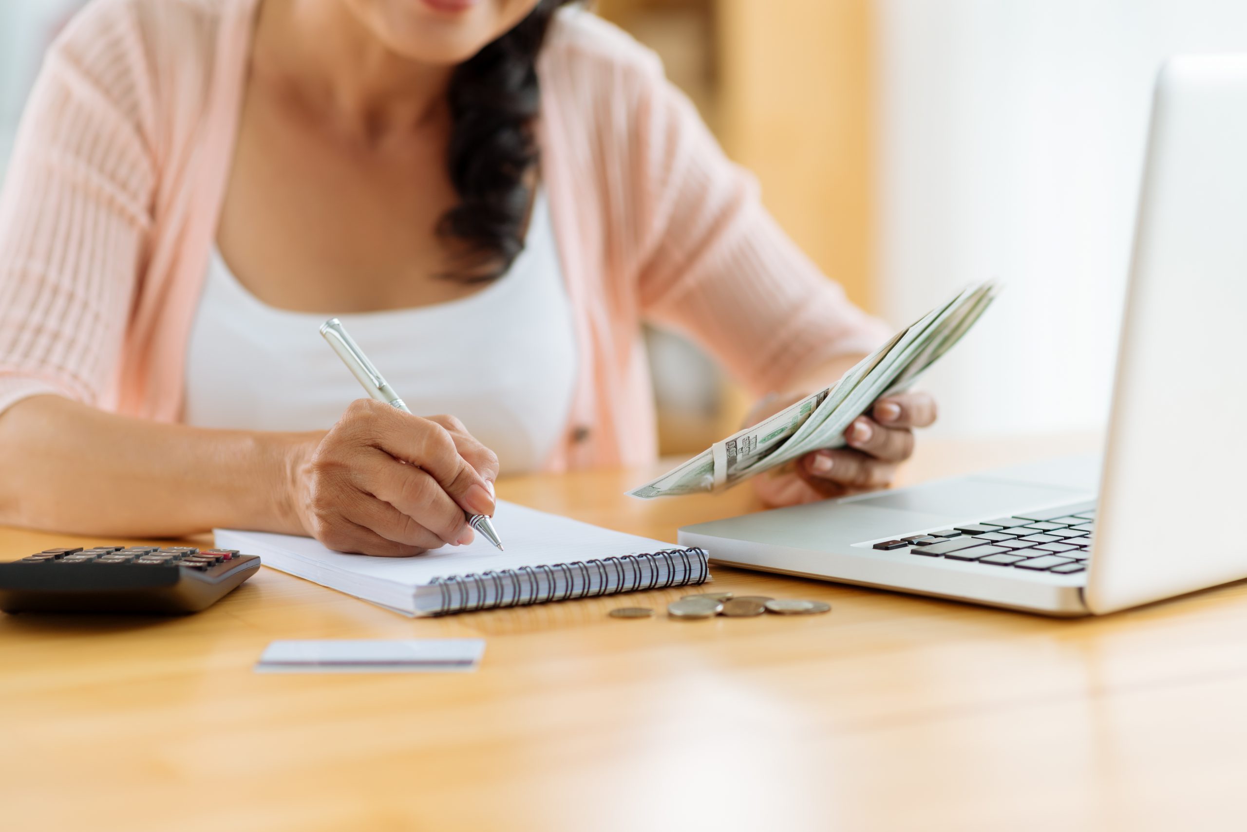 Woman,Distributing,Family,Budget